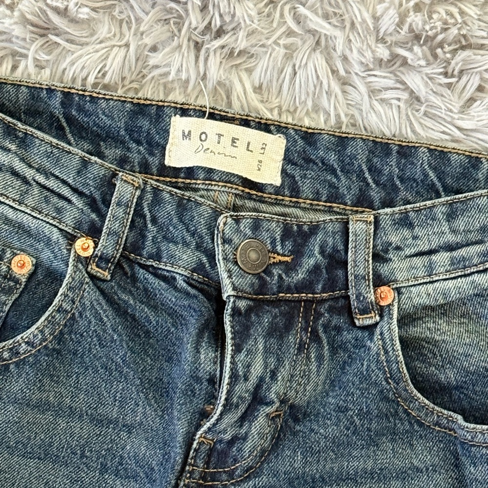 Motel Rocks Low Rise Parallel Jeans In Steel Blue - Picture 2 of 5